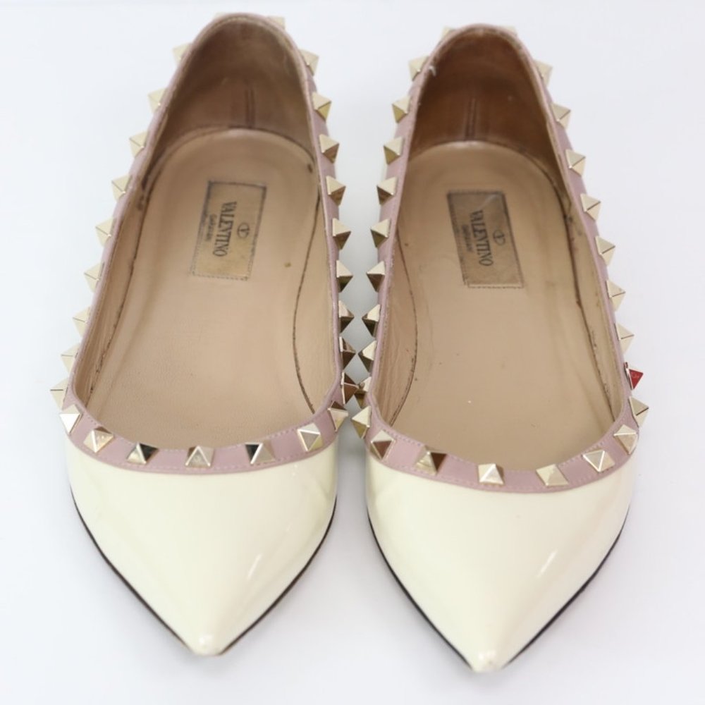 My Valentino Cream Spiked Flats - Picture 3 of 12